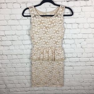 Estam Cream/White Peplum Dress Sz S